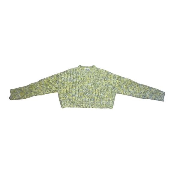Frame Marl Alpaca Blend Lime Green Cropped Sweater Small - Picture 3 of 5